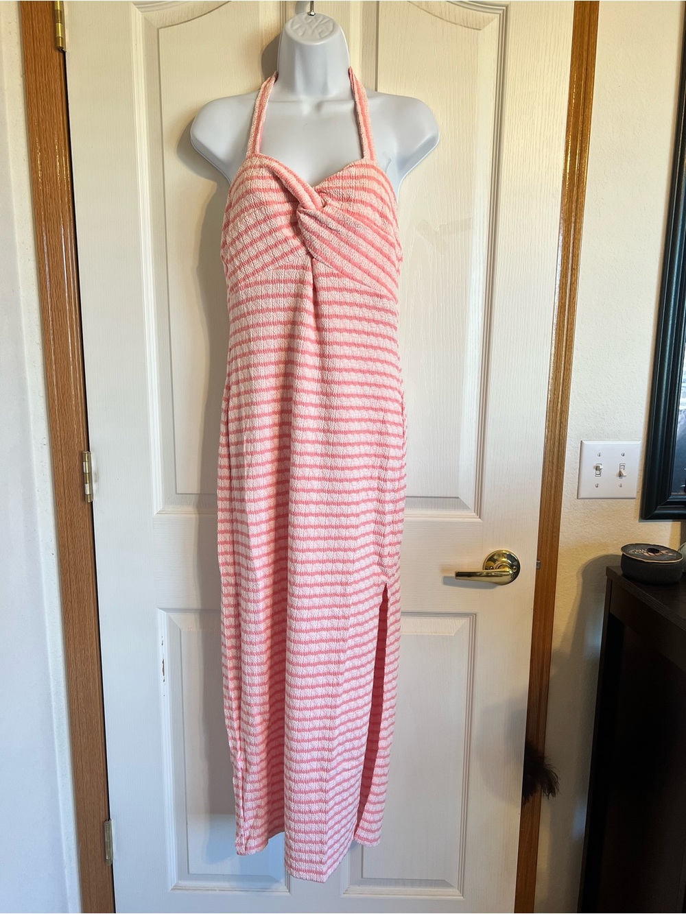 Pink Striped Halter Maxi Dress - Beach-Ready Style